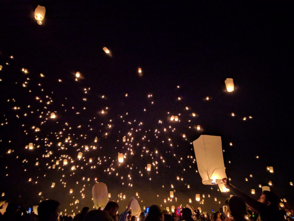 floating lantern date night idea